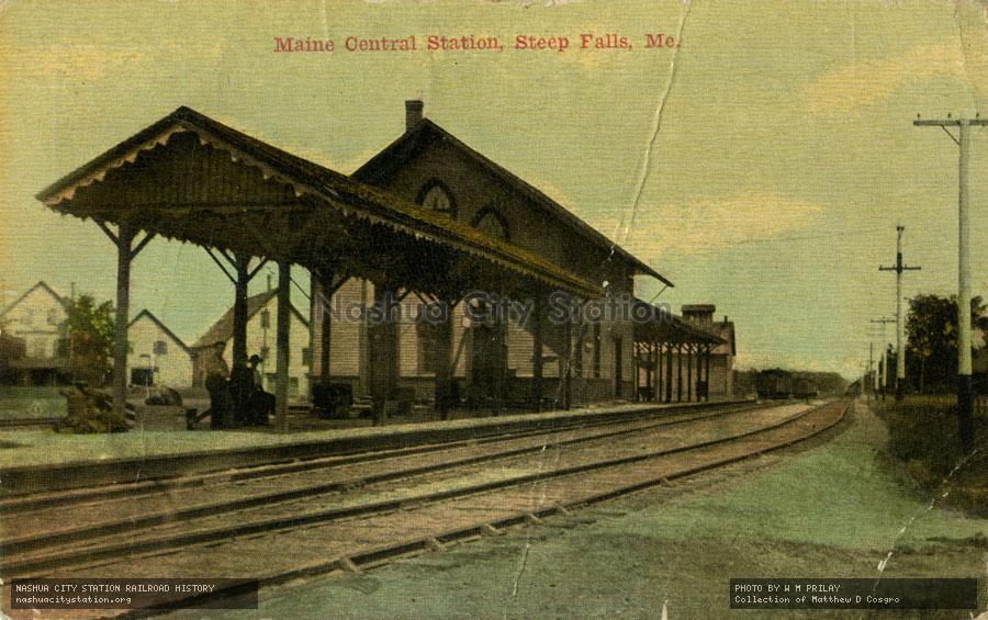 Postcard: Maine Central Station, Steep Falls, Maine